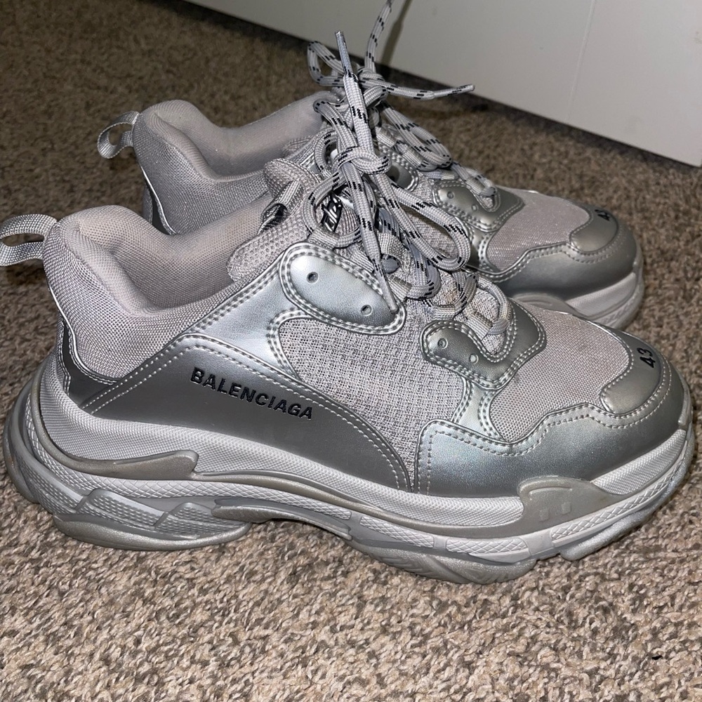 Balenciaga Silver and Gray Chunky Sneakers